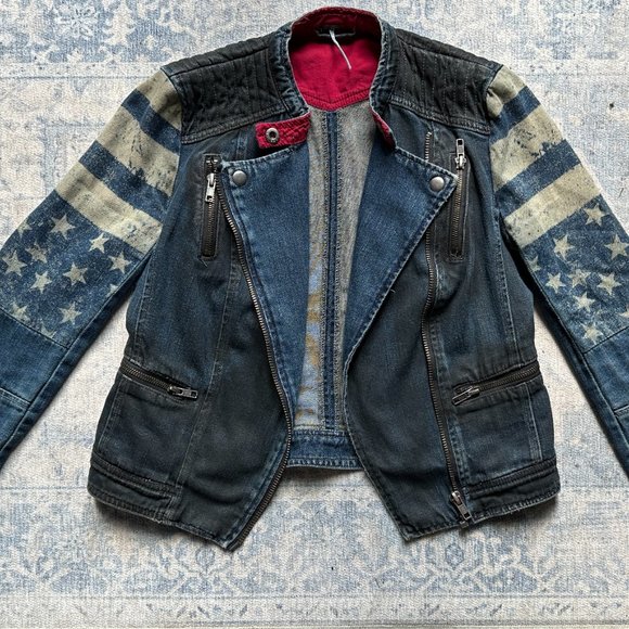 RARE Free People Americana Denim Jacket - Picture 2 of 11